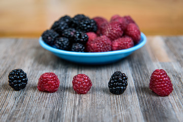 Berries mixed raspberry and blackberry forest fruits