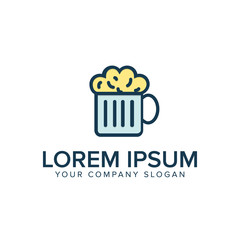 Beer flat logo design concept template