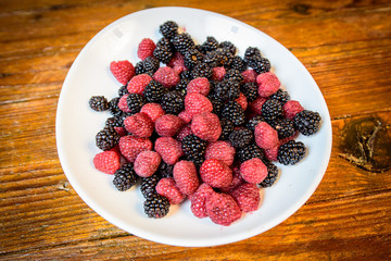 Berries mixed raspberry and blackberry forest fruits