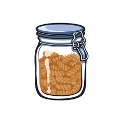 vector big glass jar with swing top lid sketch cartoon isolated illustration on a white background. Kitchenware equipment utensil objects concept