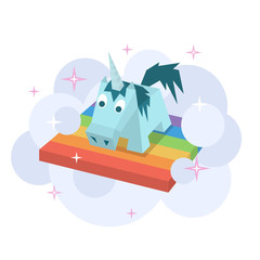 Fototapeta na wymiar Vector unicorn flat image. Isometric element for children design. Cute blue and lilac isometry funny unicorn. Fairy magic isolated vector object, cartoon design illustration. Beautiful horse with horn