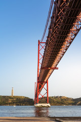 Ponte 25 de Abril Bridge Famous Architectural Sight Lisbon Portugal Landscape