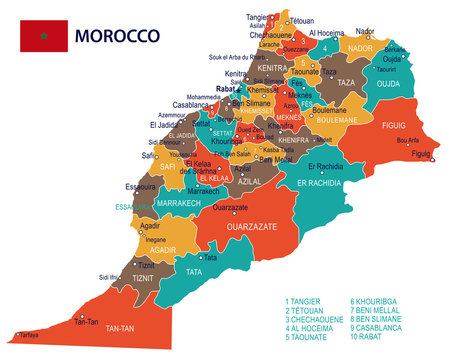 Morocco - map and flag – illustration