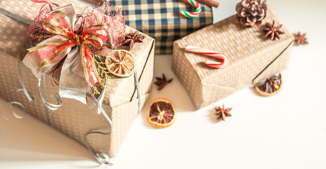 Gift boxes on white background