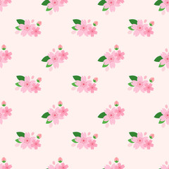 Seamless background image colorful botanic flower leaf plant sakura cherry blossom