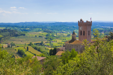 Fototapeta na wymiar Toskana-Panorama, San Miniato im Chianti-Gebiet