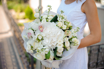 White wedding bouquet close up