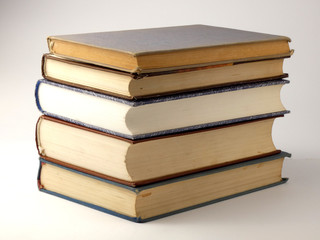Pile of books isolated on white background