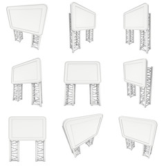 LCD Screen Stand. Blank Trade Show Booth with truss girder element set. 3d render of lcd screen isolated on white background. High Resolution. Ad template for your expo design.