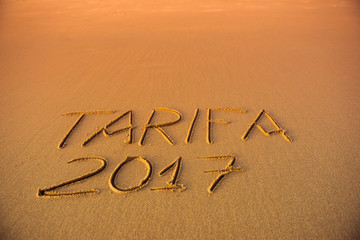 Tarifa 2017, plaża, napis