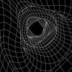 Wireframe Mesh Organic Tube. Connection Structure. Big Data Visualization Concept. Vector Illustration.