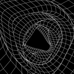 Wireframe Mesh Organic Tube. Connection Structure. Big Data Visualization Concept. Vector Illustration.