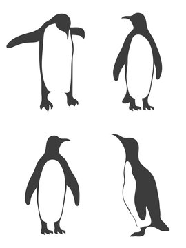 Vector cute penguins set. 