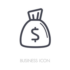 Money Bag outline icon vector. Finances sign