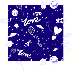 fun playful starry night sky seamless repeating pattern design