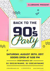 Retro party invitation. Trendy flyer template.
