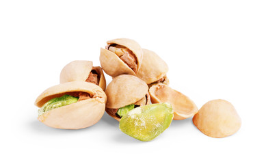 Pistachio nuts. Isolated on a white background.