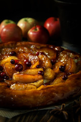 Apple pie tarte Tatin taken in low key - 168738625