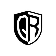 Initial two letter logo shield vector black