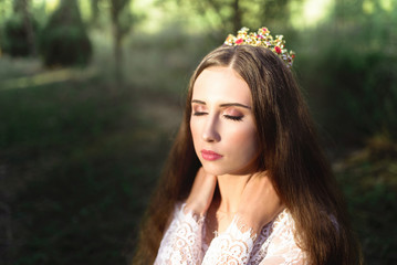 Naklejka premium beautiful girl. fantasy young woman in woods
