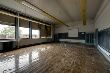 Wide Classroom with Chalkboards - Vintage, Abandoned School