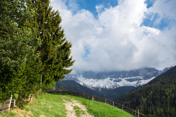 Dolomites Italian Alps at springtime. Beautiful nature landscape