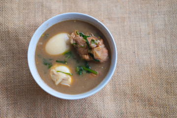 Stewed streaky pork and egg