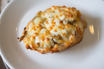 Bruschetta with fried mushrooms