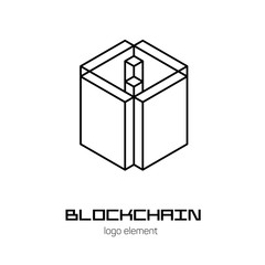 Isometric graphic element for blockchain technology.