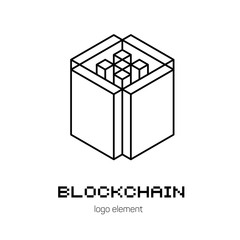 Isometric graphic element for blockchain technology.