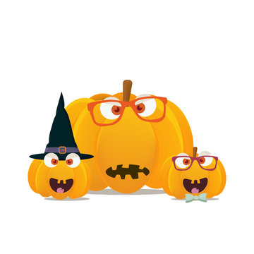 Vector illustration:Halloween pumpkins mascots isolated.