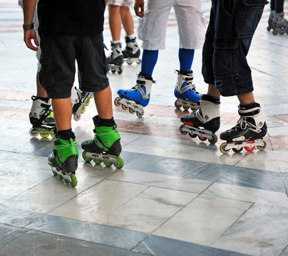 Group of roller skaters