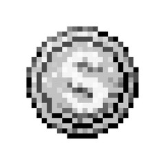 Fototapeta na wymiar monochrome pixelated coin with money symbol