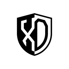 Initial two letter logo shield vector black