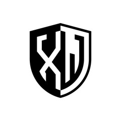 Initial two letter logo shield vector black