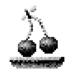 Fototapeta premium monochrome pixelated cherry fruits in meadow