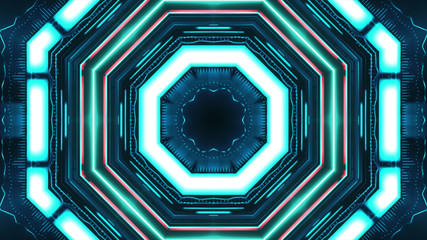 Geometric HUD interface in a kaleidoscope illustration