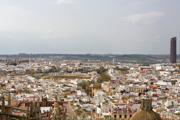 Aerial view of the city of Seville from the Giralda