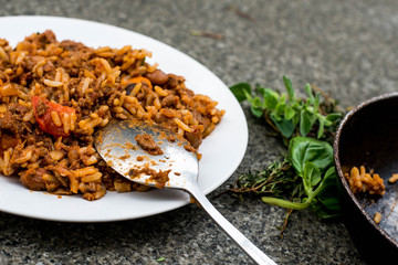 Beef Chilli and Rice With Sweet Potatoes