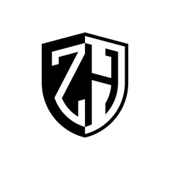 Initial two letter logo shield vector black