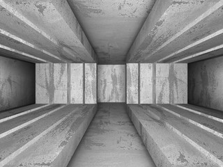 Dark concrete empty room. Modern architecture design