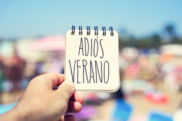 text adios verano, good bye summer in spanish