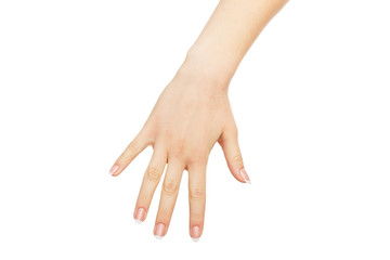 Female hand lowing to grab something, crop, cutout