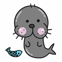 Cute Sea lion cartoon vector illustration