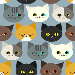 Seamless pattern with funny cats