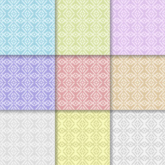 Geometric colored set of seamless patterns