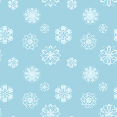 Floral seamless pattern. Blue and white background