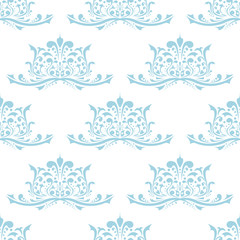 Seamless pattern with blue and white ornaments