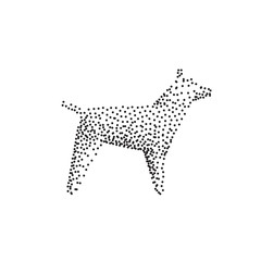Black dot silhouette of dogs isolated on a white background. Icon dog art illustration