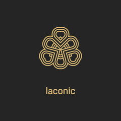 Vintage luxury emblem and logo. Abstract fashion ethnic print. Calligraphic flourishes. Black and gold vector ornament. Business sign